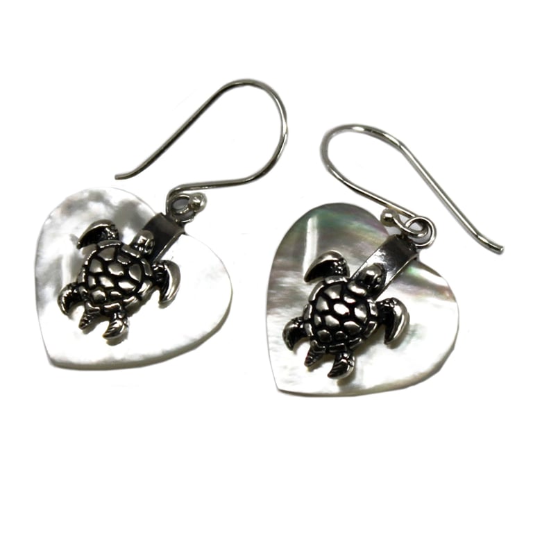 Silver & MOP Sea Turtle Shell Earrings - Chic Accessory for Style Conscious Women