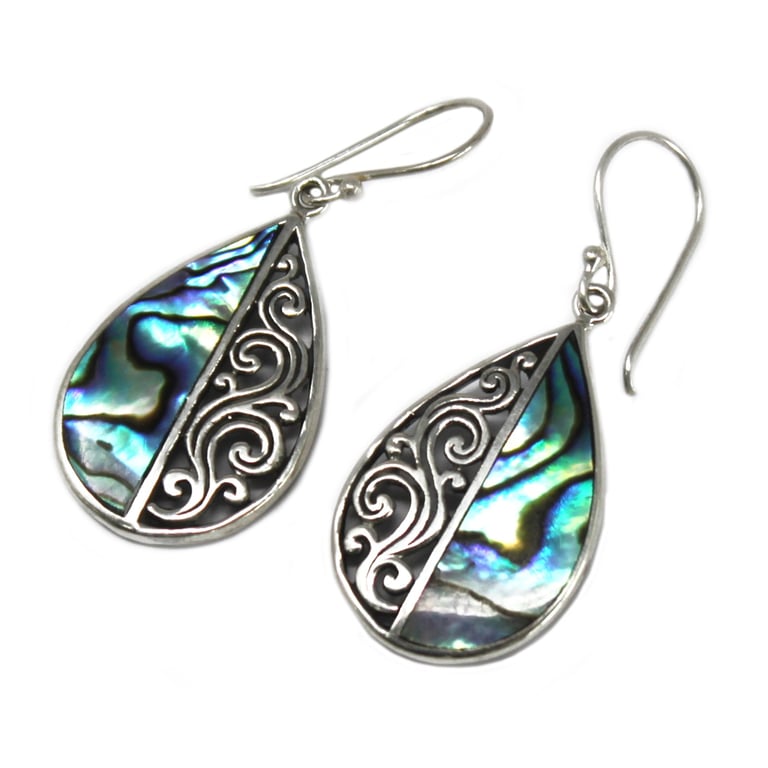 Teardrop Abalone Shell & Silver Earrings - Luxury Design by Brand Name