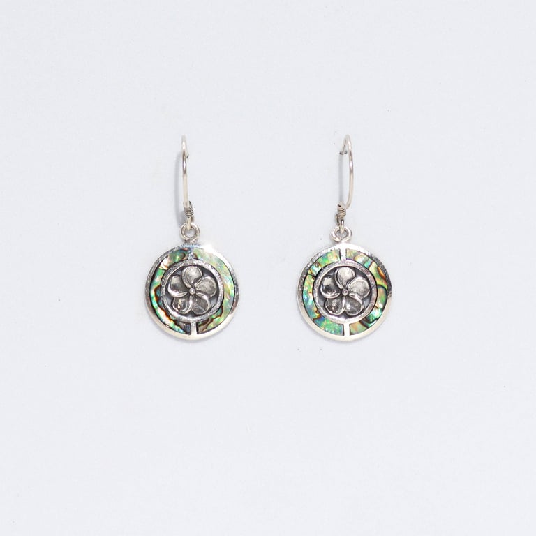 Silver & Abalone Frangipani Earrings - Handcrafted Luxury