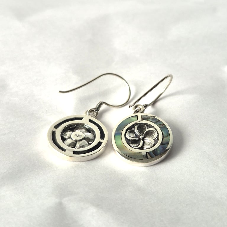 Silver & Abalone Frangipani Earrings - Handcrafted Luxury