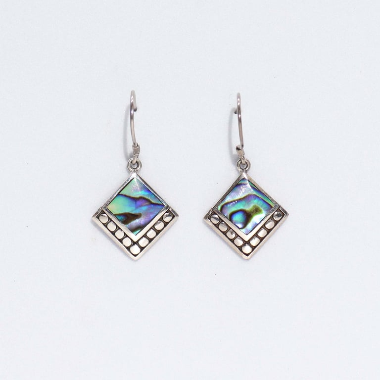 Square Abalone Abalone Shell & Silver Earrings