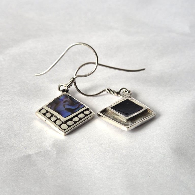 Square Abalone Abalone Shell & Silver Earrings