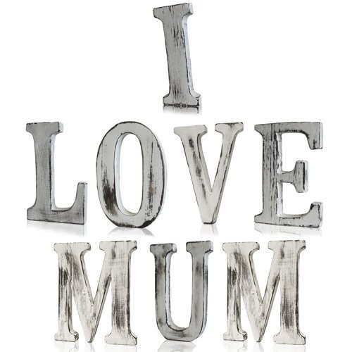 8 Piece Shabby Chic Wooden Letter Set - Personalized Home Decor for Mums