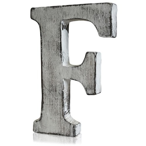 Shabby Chic Letters - F Farmhouse Decor Wall Art, Rustic Letter Signage for Home Decoration
