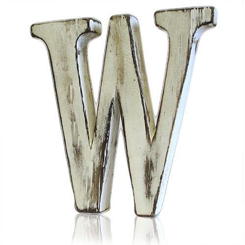 Shabby Chic Letters - W, Farmhouse Style Rustic Wall Art Decorative Letter W