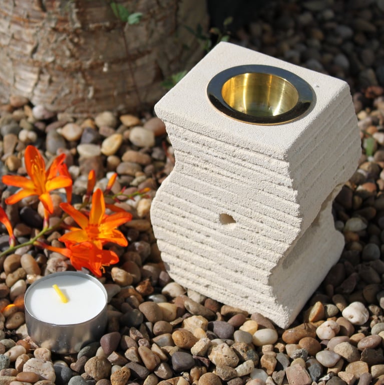 Stone Oil Burner - Stepped Wave Design Decorative Outdoor Lantern