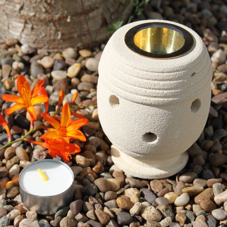 Classic Stone Oil Burner - Traditional Antique Oil Lamp Design