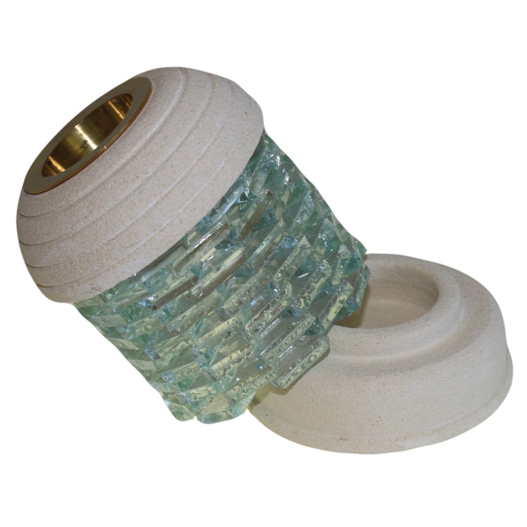 Glass Round Oil Burner - Decorative Stone Design