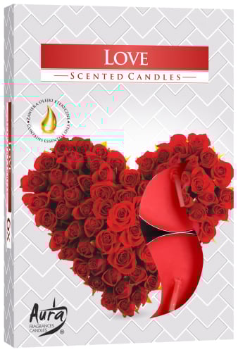 Set of 6 Scented Tealights - Love, Home Ambiance Candle Set for Romantic Atmosphere