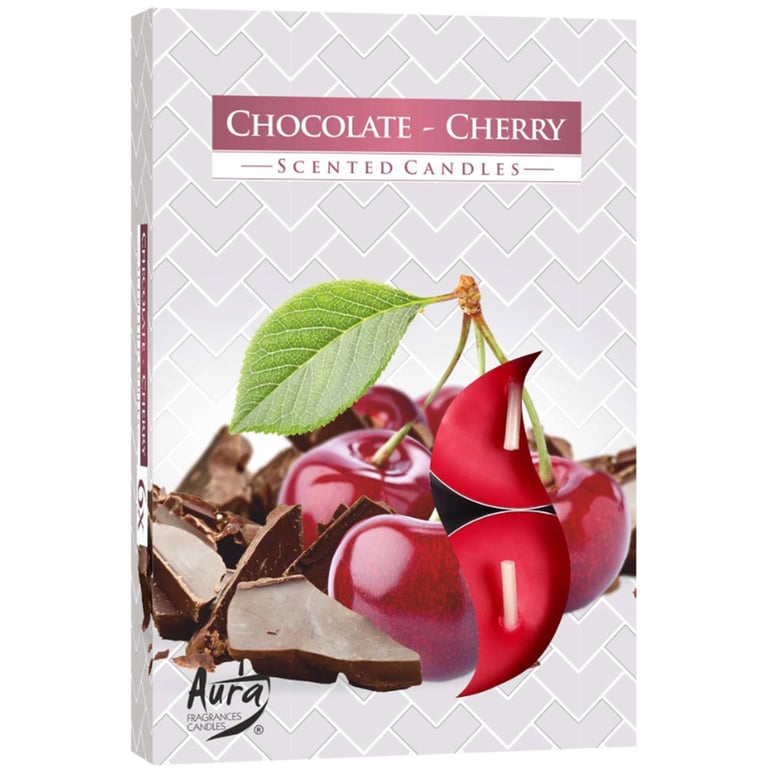 Set of 6 Scented Tealights - Chocolate & Sour Cherry Home Fragrance Tea Light Set