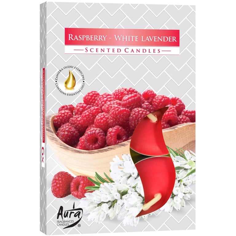 Raspberry & White Lavender Scented Tealight Candle Set - 6 Piece Home Fragrance Collection