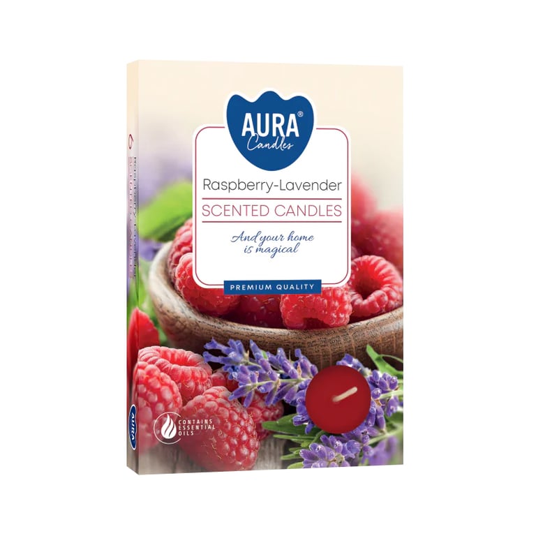 Raspberry & White Lavender Scented Tealight Candle Set - 6 Piece Home Fragrance Collection
