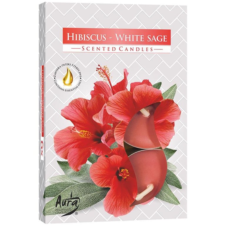 Hibiscus & White Sage Scented Tealight Set - 6 Piece Home Fragrance Collection