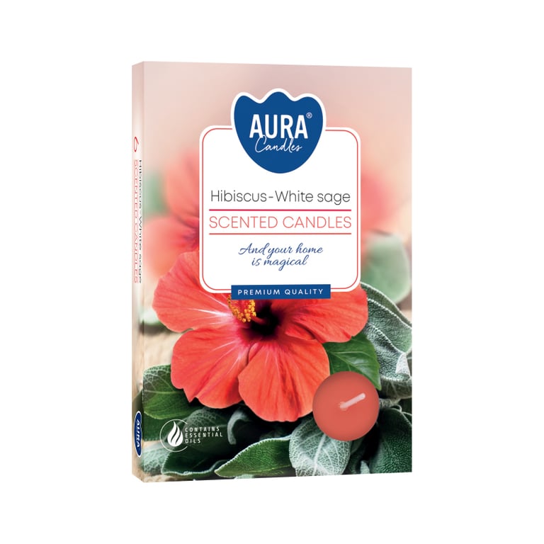 Hibiscus & White Sage Scented Tealight Set - 6 Piece Home Fragrance Collection