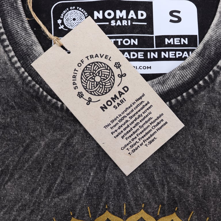 Small Stone Wash Mandala T-Shirt (Dark Grey) - Fashionable & Comfortable