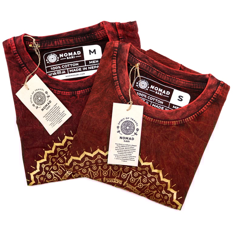 Medium Stone Wash Mandala T-Shirt (Maroon)