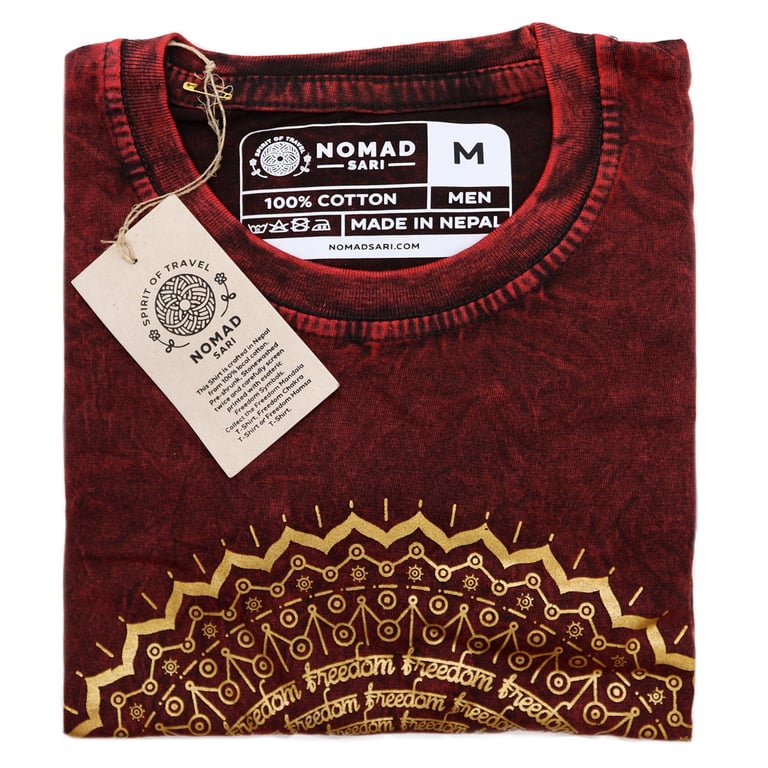 Medium Stone Wash Mandala T-Shirt (Maroon)