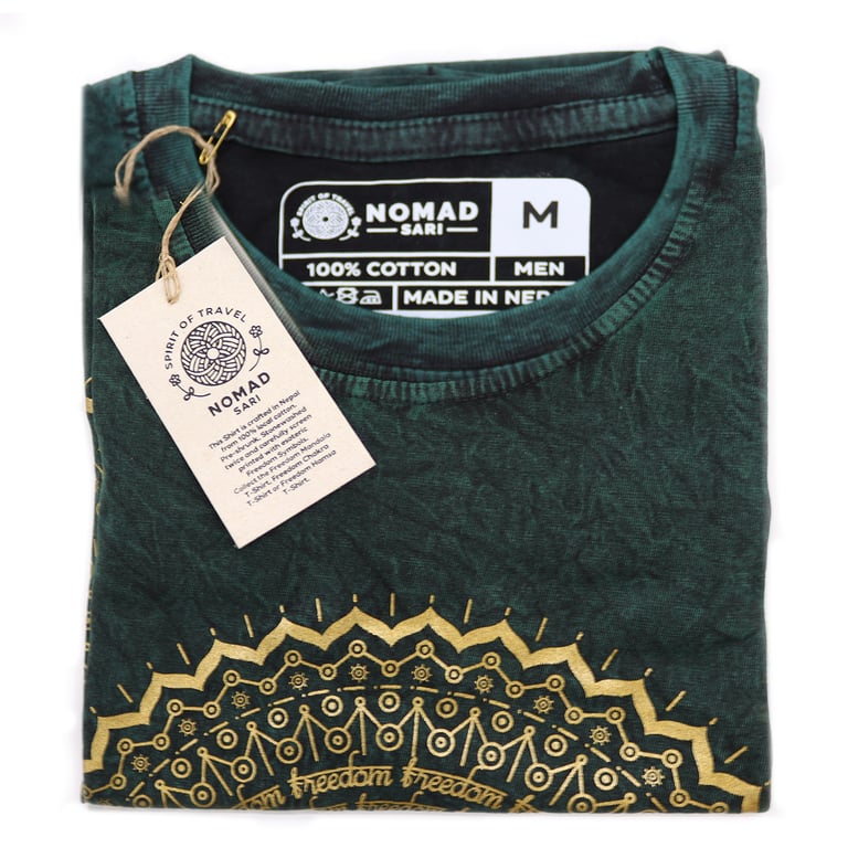 Green Stone Washed Mandala T-Shirt (Medium)