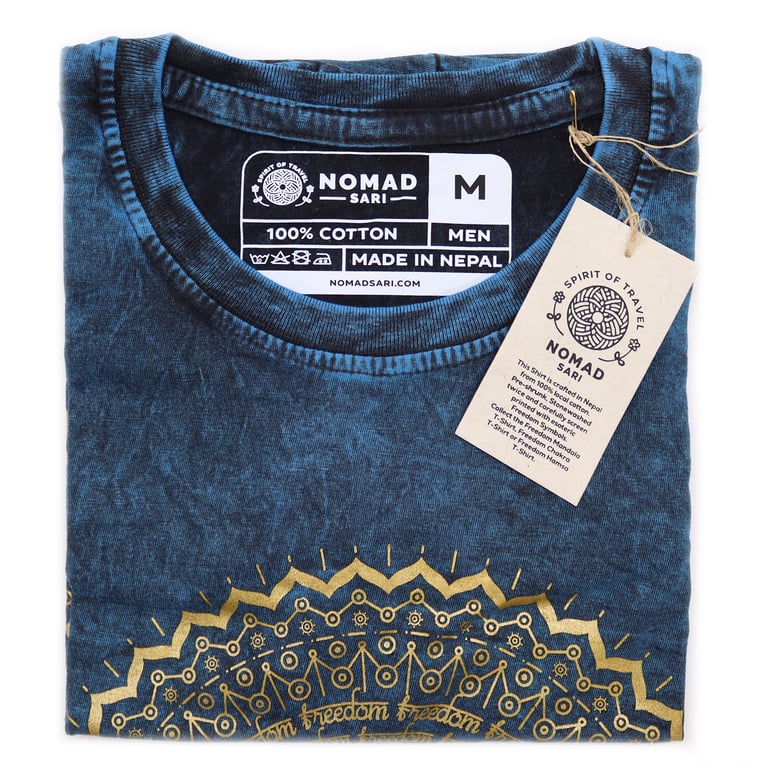 Stone Washed Medium T-Shirt (Mandala Design) - Blue