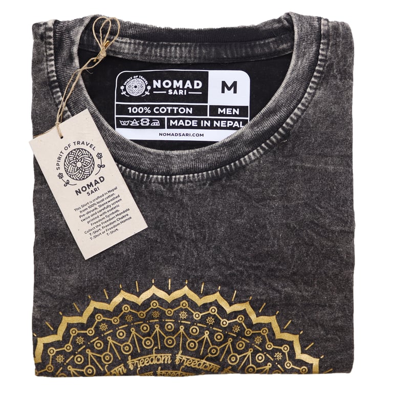 Medium Stone Wash T-Shirt (Mandala Design) - Dark Grey