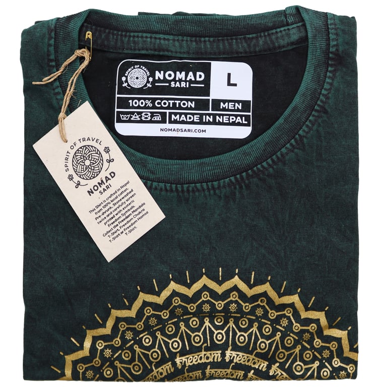 Large Green Stone-Washed Mandala T-Shirt