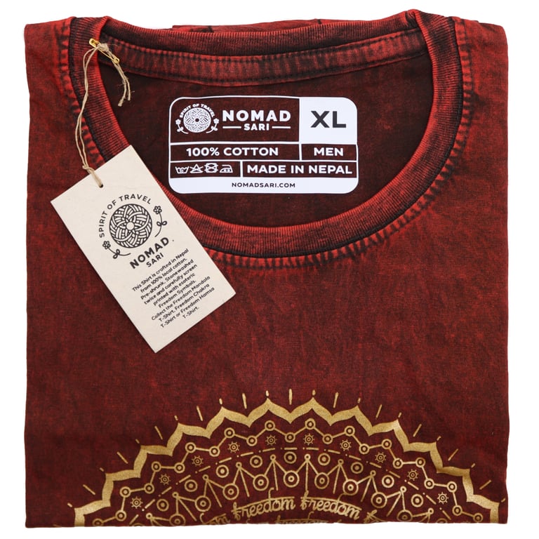 XLarge Stonewashed Maroon Mandala T-Shirt - XXLivingStyle
