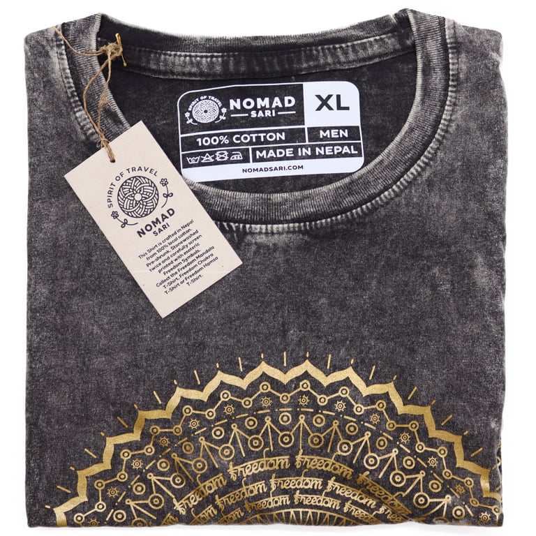 XLarge Stonewashed T-Shirt (Mandala Design) - Dark Grey