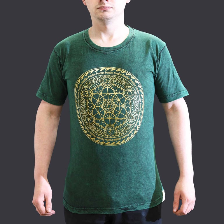 Small Stone Wash Green Chakra T-Shirt - Namaste Apparel
