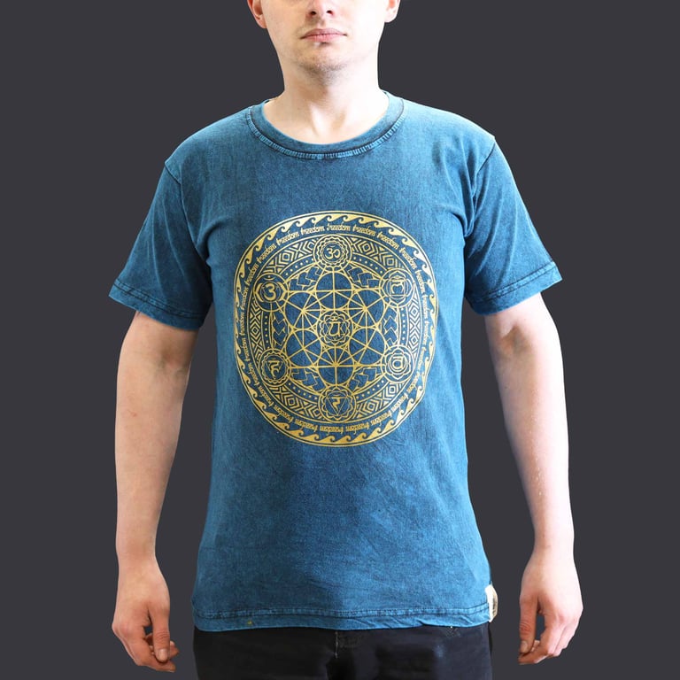 Small Stone-Washed Chakra T-Shirt - Blue (Brand Name)