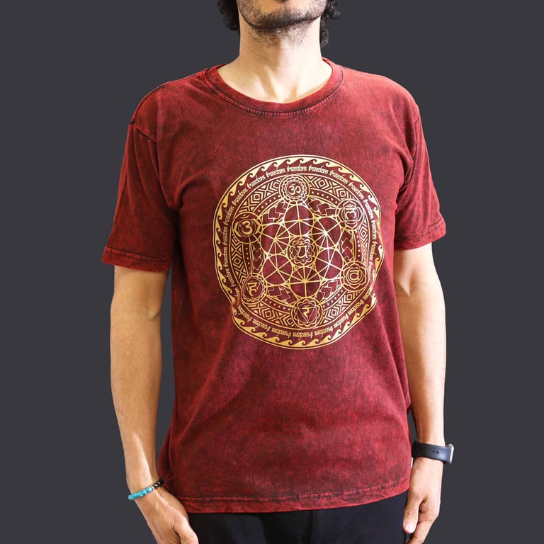 Chakra Maroon Stone Wash T-Shirt - Medium Fit