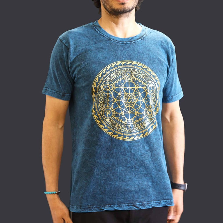 Chakra Stone Washed T-Shirt (Medium) - Blue - Product Name