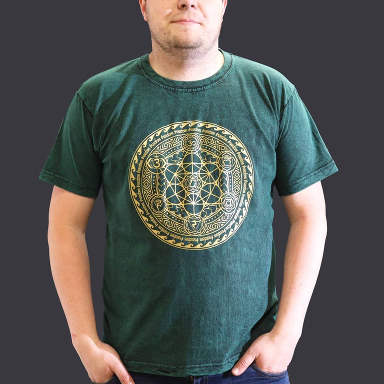 XLarge Stone Wash T-Shirt - Chakra Green Design - Unbranded (Customizable)
