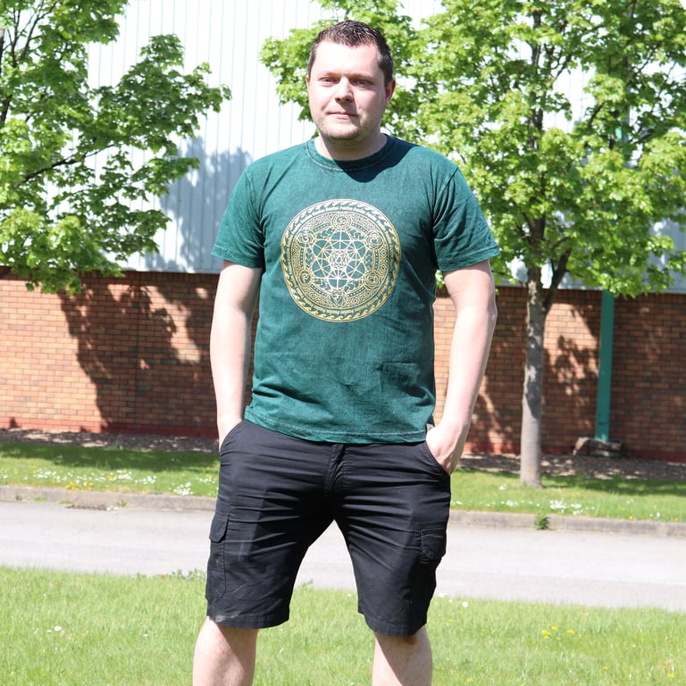 XLarge Stone Wash T-Shirt - Chakra Green Design - Unbranded (Customizable)