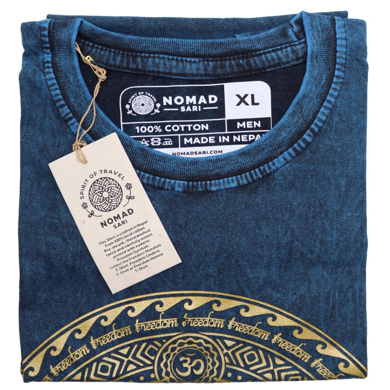 XLarge Stonewashed T-Shirt - Chakra Design - Blue (Unbranded)
