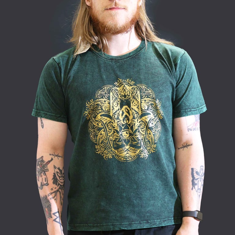 Large Green Stone Washed Hamsa T-Shirt