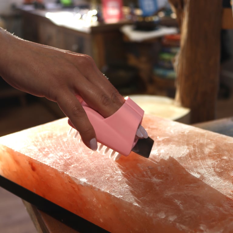 Himalayan Salt Block Cleaning Brush - Natural Food-Safe Scrubber Tool