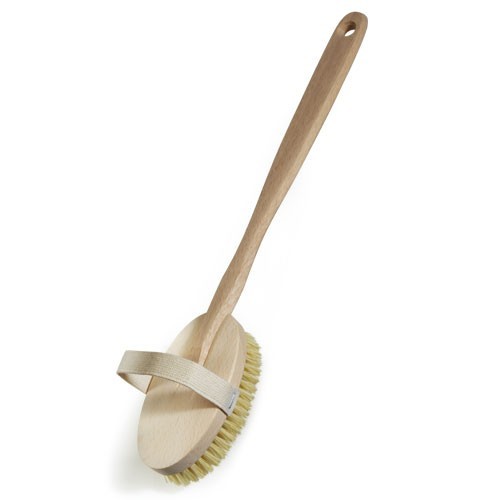 Natural Bristle Long Handle Body Brush - Exfoliating Shower & Bath Brush for Smooth Skin and Anti-Cellulite Treatment