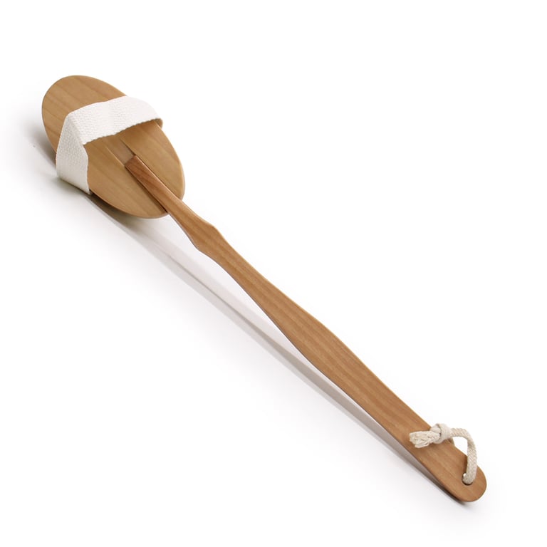 Natural Bristle Long Handle Body Brush - Exfoliating Shower & Bath Brush for Smooth Skin and Anti-Cellulite Treatment