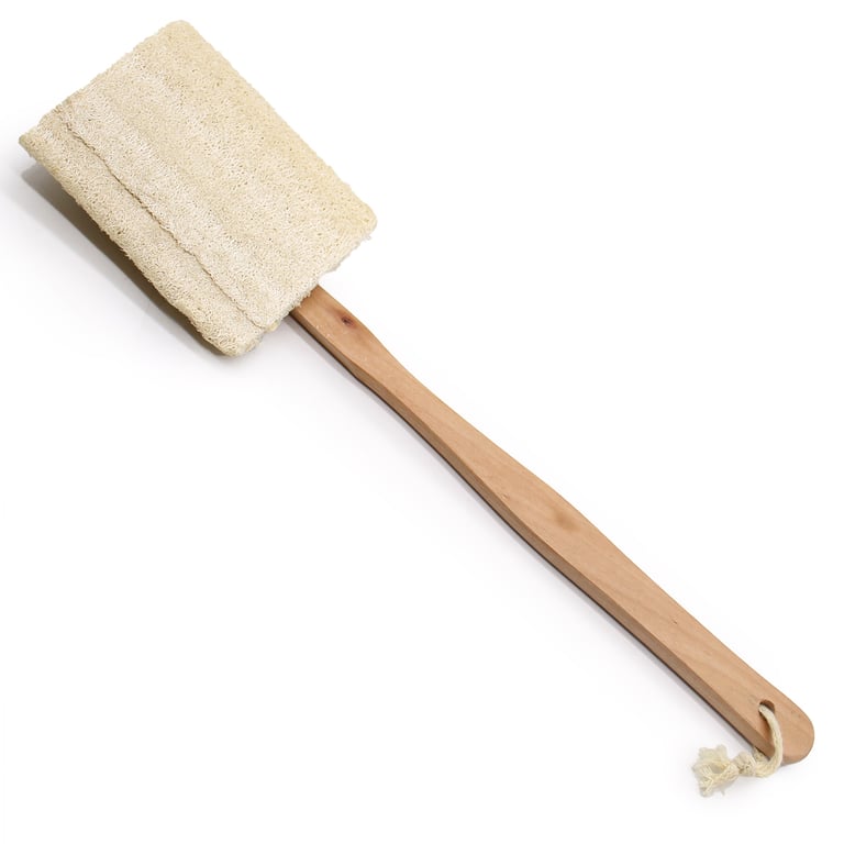 Natural Loofah Long Handle Brush for Gentle Body Exfoliation and Shower Cleaning