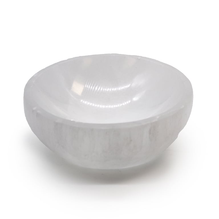 10cm Selenite Round Bowl (Handcrafted) - Natural Mineral Dish by Your Brand