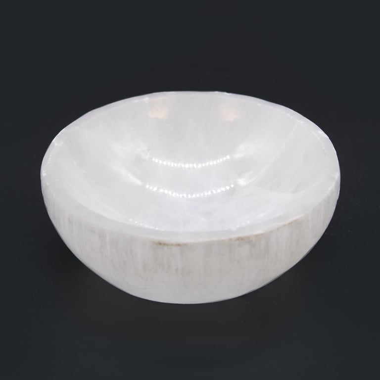 10cm Selenite Round Bowl (Handcrafted) - Natural Mineral Dish by Your Brand