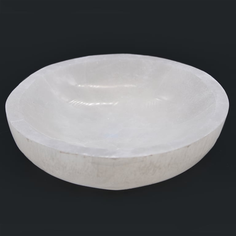 15cm Selenite Round Bowl (Natural Mineral) - Handcrafted & Elegant