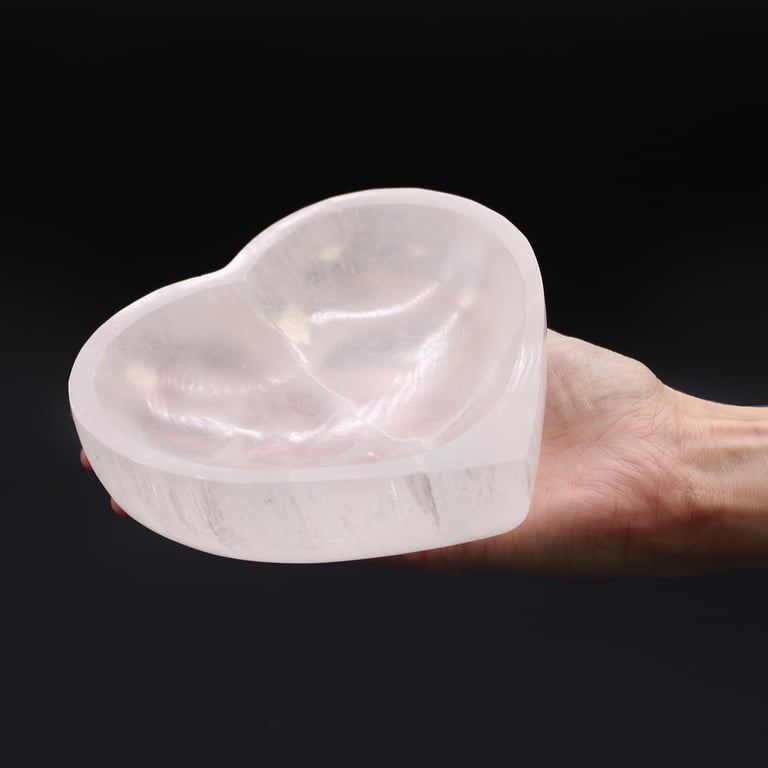 15cm Selenite Heart Bowl - Natural Crystal Decor, Selenite Heart Bowl by Your Brand