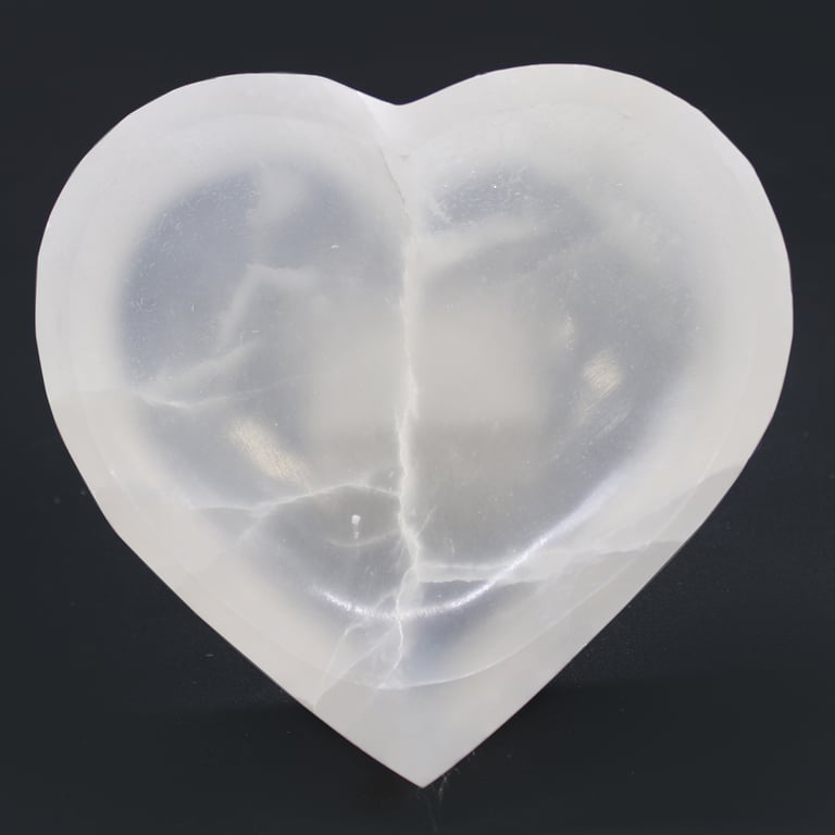 15cm Selenite Heart Bowl - Natural Crystal Decor, Selenite Heart Bowl by Your Brand