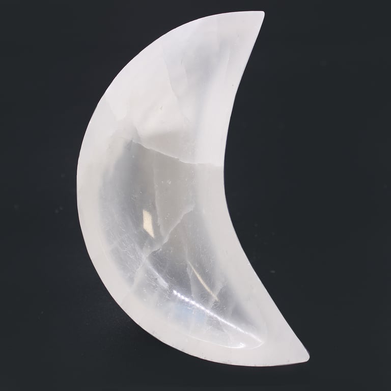 15cm Selenite Moon Bowl - Natural Crystal Charger - Your Brand