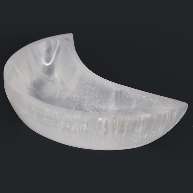 15cm Selenite Moon Bowl - Natural Crystal Charger - Your Brand