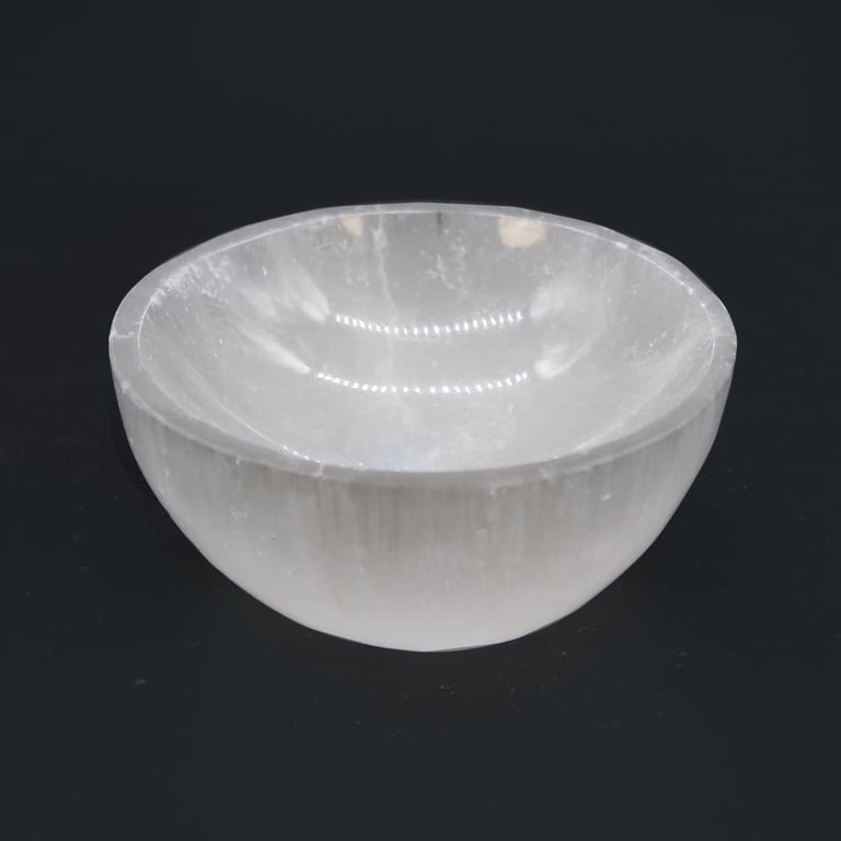 8cm Round Selenite Crystal Stone Bowl - Decorative Home Accent