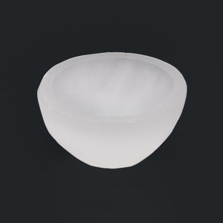 Selenite Round Bowl - 6cm Crystal Home Decor for Meditation and Relaxation