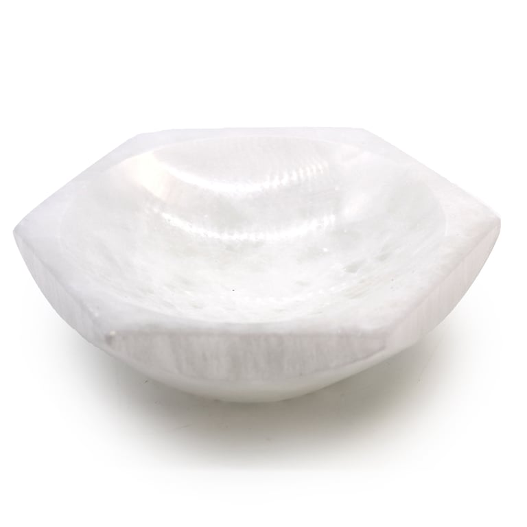 15cm Selenite Hex Bowl - Natural Crystal Dish by Your Brand Name