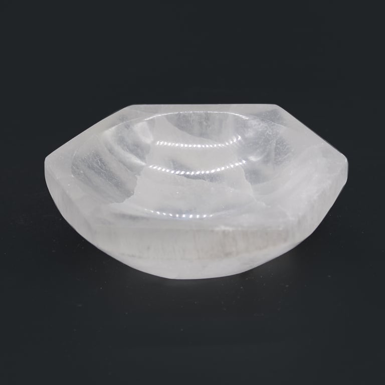 10cm Selenite Hex Bowl - Natural Crystal Dish - Brand Name